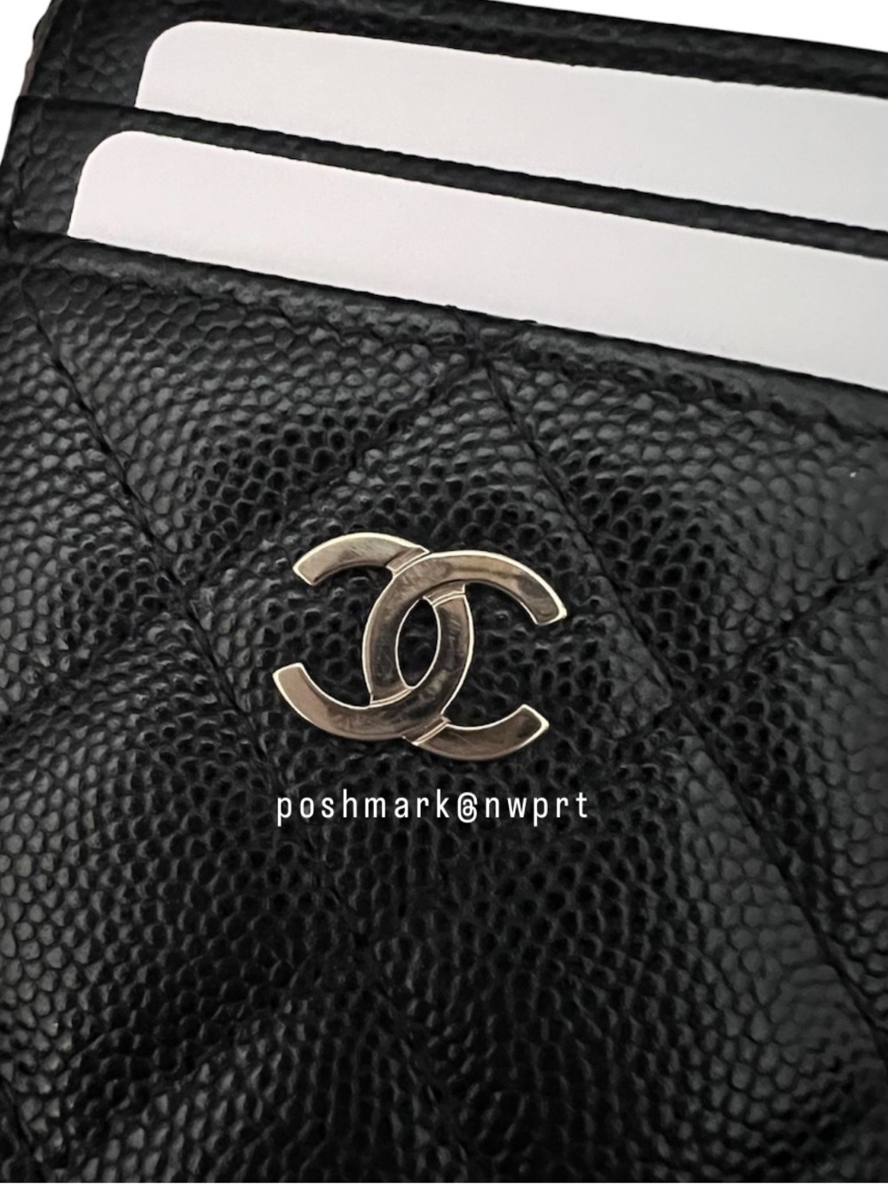 CHANEL 💯 Caviar Quilted CC Zip Zipped Card Holder Coin Wallet Black Gold Box - Picture 7 of 13